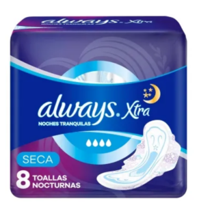 ALWAYS - Toallas Femeninas Xtra Nocturna Seca x 8 Unidades