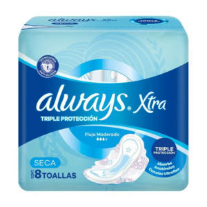 ALWAYS- Toallas Femeninas Xtra Triple Protección Día Seca x 8 Unidades