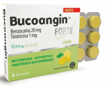 BUCOANGIN - Forte Caramelos Antibióticos Sin Azúcar Limón x 9 Unidades