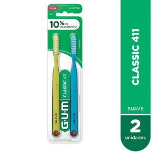 GUM - Classic 411 Cepillo Suave 4 Hileras Normal Domo