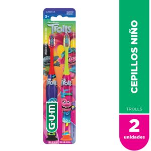 GUM - Trolls Cepillo Suave Para Niños +4 Años