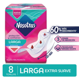 NOSOTRAS - Toalla Larga Tela Extra Suave x 8 Unidades