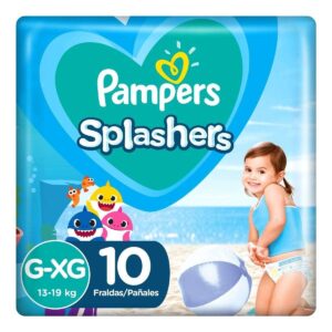 PAMPERS - Trajes De Baños Desechables Splashers Baby Shark G-Xg x 10 Unidades