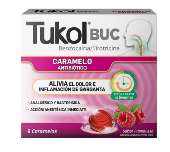 TUKOL BUC - Caramelos Antibióticos Sabor Frambuesa x 9 Caramelos