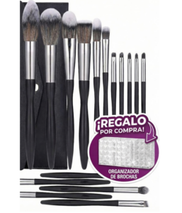 PUNTO DE SALUD - Box Set De 16 Brochas Para Maquillaje + Organizador De Brochas